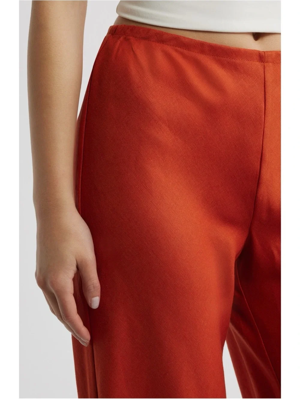 NWT Reformation Gale Linen Mid-Rise Pants Chili Orange Small